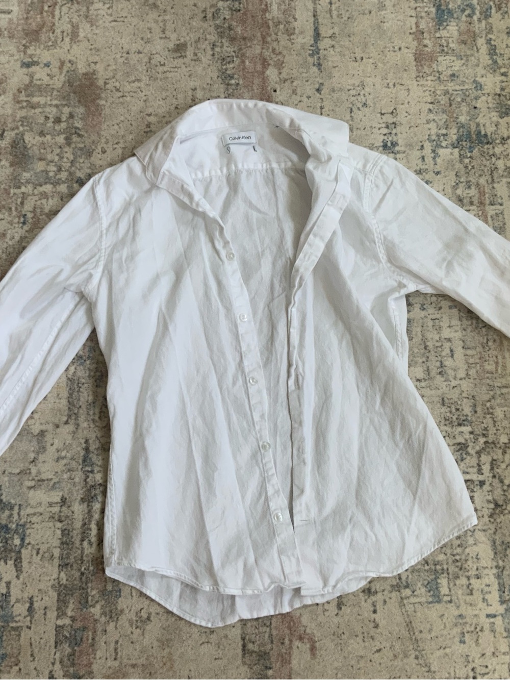 Calvin Klein White Collared Dress Shirt with Label